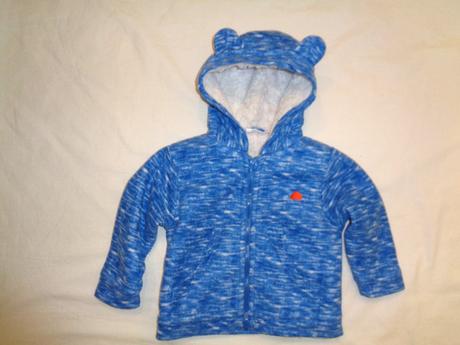 Nádherná modrá flízová mikina s kožíškem, ergee,80