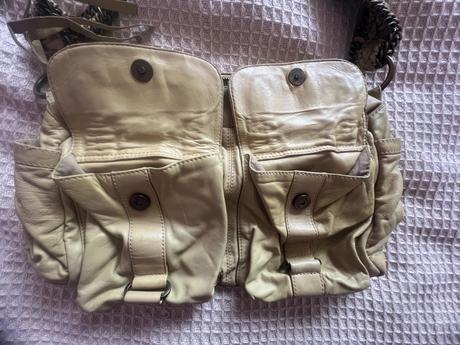 Kožená kabelka/brašna/taška žluto/zelená,