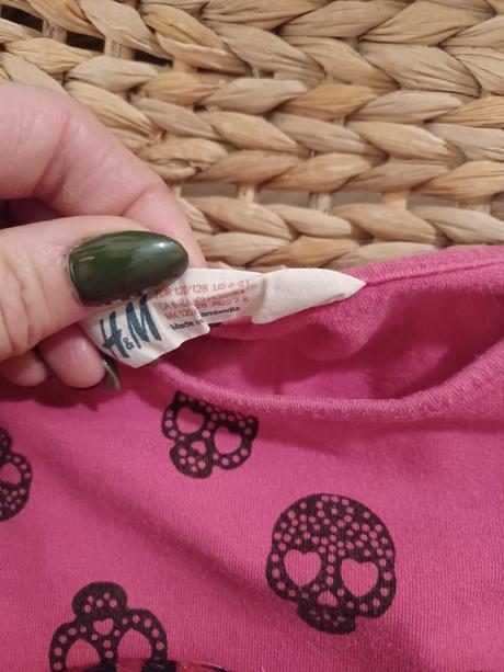 Tričko lebky h&m 122/128 + nákrčník monster high, h&m,128