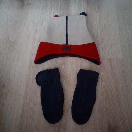 Dětská chlapecká zimná fleece čepice a rukavice, tchibo,110