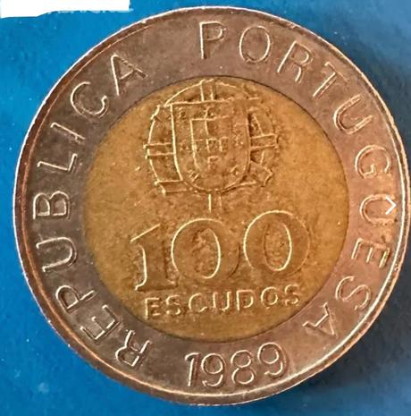 100 escudos portugalská mince 1989,
