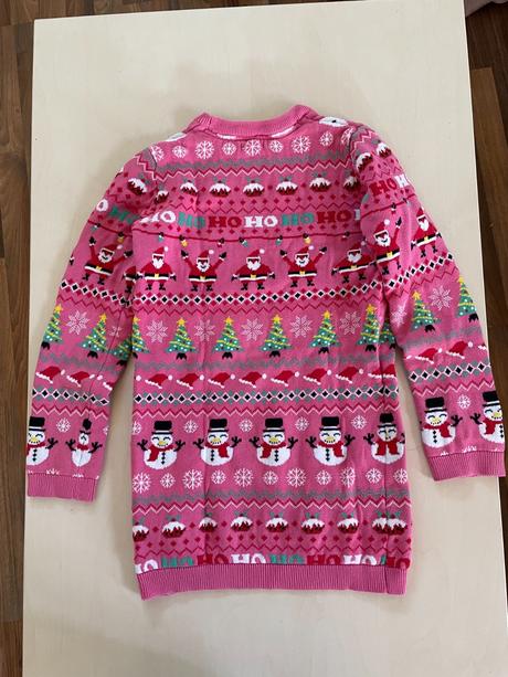 Růžový vánoční svetr se sněhuláky, vel 146/11 let,, next,146