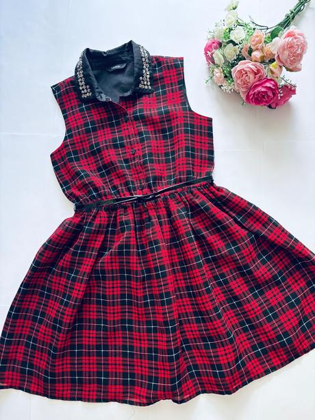 Ob/ šaty karované s límečkem - v.9/10 let, george,140