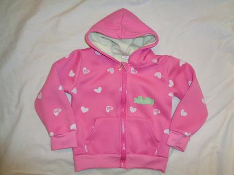 Krásná růžová mikina se srdíčky - zateplená, 104