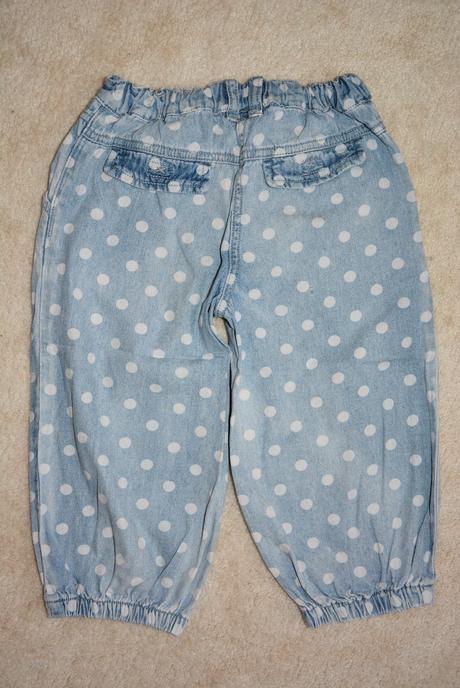 Džínové 3/4 kalhoty s puntíky, next,116
