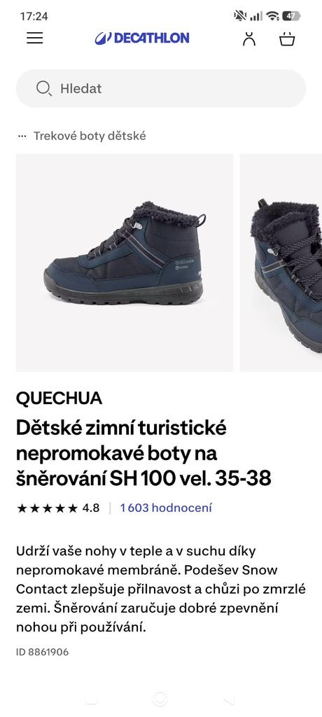 Zimní turistická obuv quechua,vel.37, quechua,37