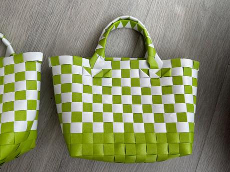 Zeleno-bílé kabelky / košíčky, 2 ks,