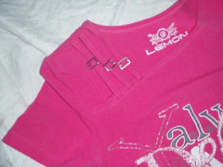 Růžové elastické tričko se stříbrným potiskem, m