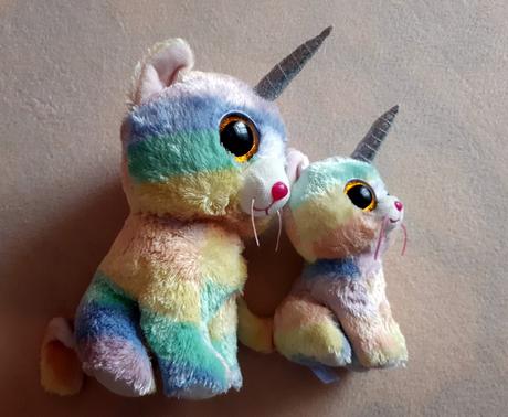 Ty heather, dvě plyšové duhové kočičky - 15 a 20cm,