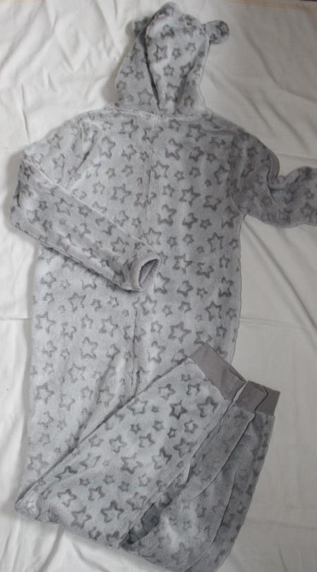 Po95. teplý fleece šedý chlupatý overal, 10-12 let, 146