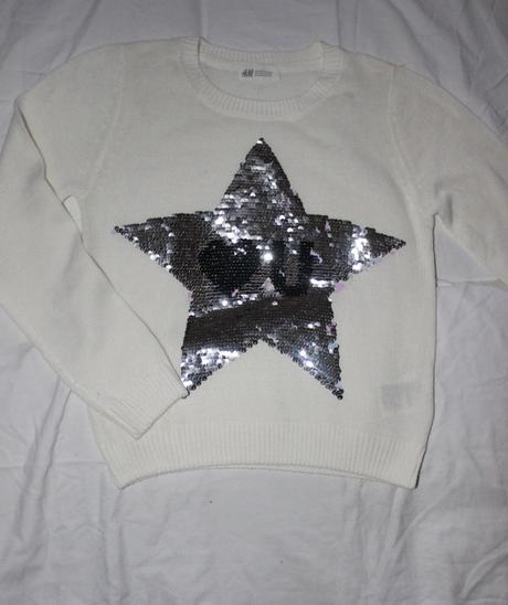 Vb168. jemný svetr s flitry hvězou 10-11 let, h&m,146