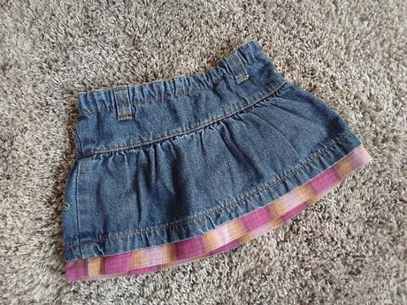 Riflová / jeans sukně/ sukýnka s výšivkou, mini mode,74