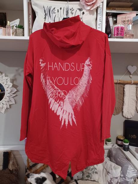 Mikinový kardigan s potiskem na zádech m/l, l