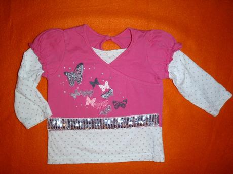 Přepychové tričko s motýlkama a flitrama, girl2girl,74