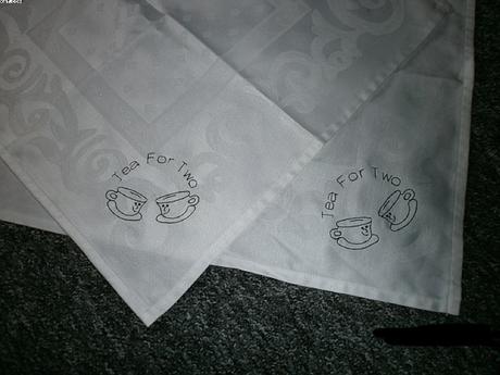 2 damaškové prostírací ubrousky - čaj pro dva,