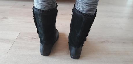 Černé kožené kozačky clarks vel. 34, clarks,34