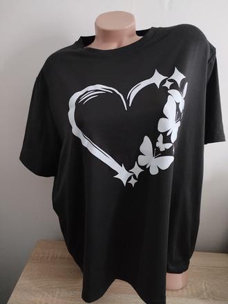 Černé triko se srdcem vel.4xl, 48 / 4xl