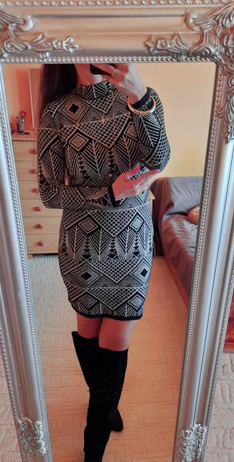 Bodyflirt svetrové šaty s metalickou nití, 38