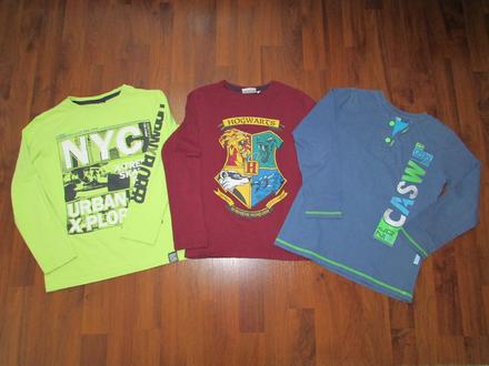 3x tričko s dlouhým rukávem, 134
