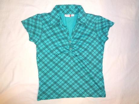 Super tyrkysové tričko - černé kostičky, nkd,152