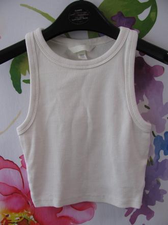 Bavlněné žebrované crop top tričko h&m, h&m,xs