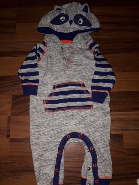 Šedý overal s kapucí vel. 62, baby,62