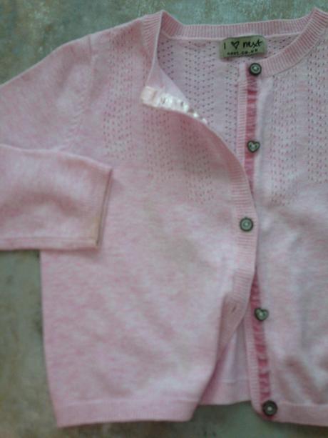 Růžový svetr next 2-3roky, 98cm, knoflíky srdíčka, next,98