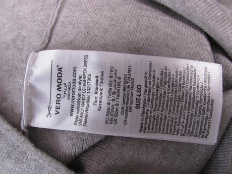 Světle šedé úpletové šaty se stojáčkem, vero moda,s