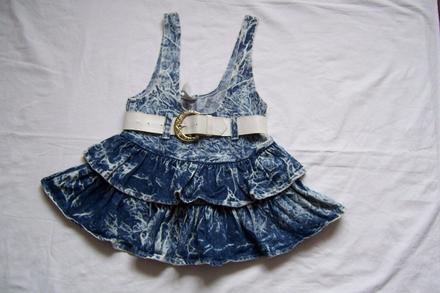 Riflová sukně s laclem a páskem, 122