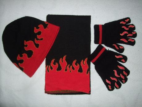 Čepice + rukavice + šála fire (4-8 let), cherokee,104