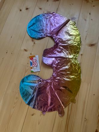 Fóliový duhový balónek 3 roky + svíčka na dort,