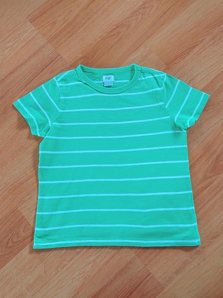 Tričko triko f&f - hráškově zelené-pruhy, vel. 122, f&f,122