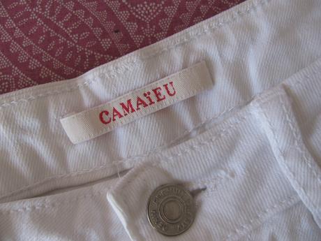 Bílé džínové bavlněné strečové kraťasy, s