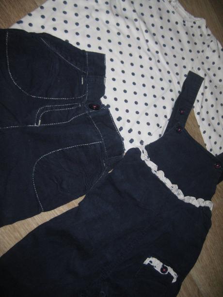 Tmavě modrá manžestr. souprava-růžovo-bílé prošití, tu,80