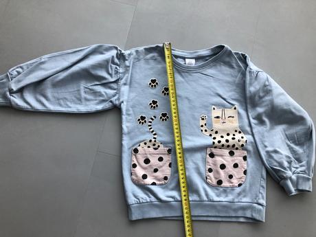 Mikina modrárůžová kočka lindex 116cm kapsy 5-6let, lindex,116