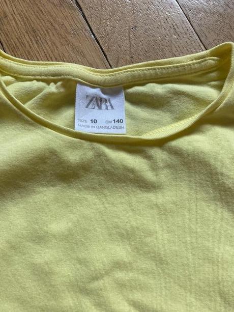 Žluté bavlněné tričko tunika, zara,140