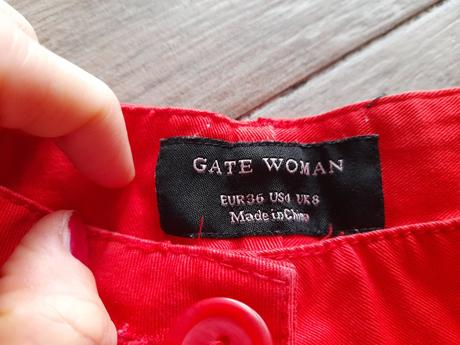 Červené riflovinové "mrkváče", zn. gate, vel.36, gate,36