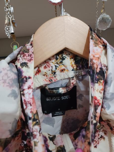 Lehká kytičková bunda parka větrovka, xs