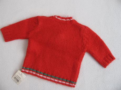 Krásný červený svetřík s vánočním motivem/unisex, 56