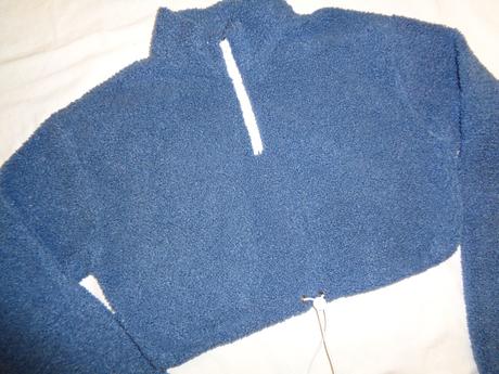 Luxusní modrá uzlíková crop top mikina, 164 / 170