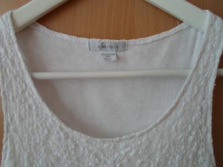 Bílé krajkové tričko tílko bílý top amisu, amisu,xs