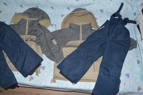2x zimní bunda oteplené kalhoty, lupilu,104