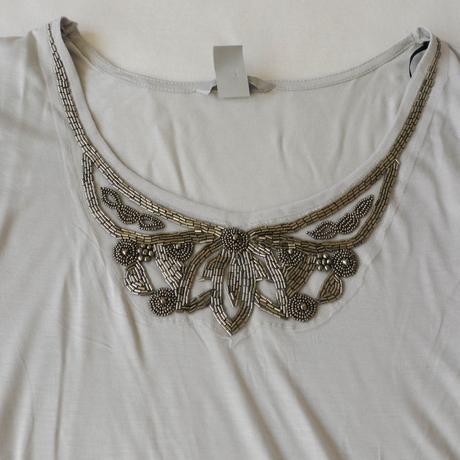 Seda bluzka s aplikaci koralku xs od h&m, h&m,xs