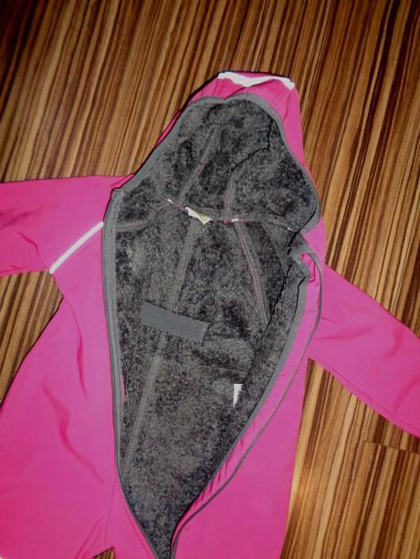 Super růžový softshellový overal s kožíškem, 74