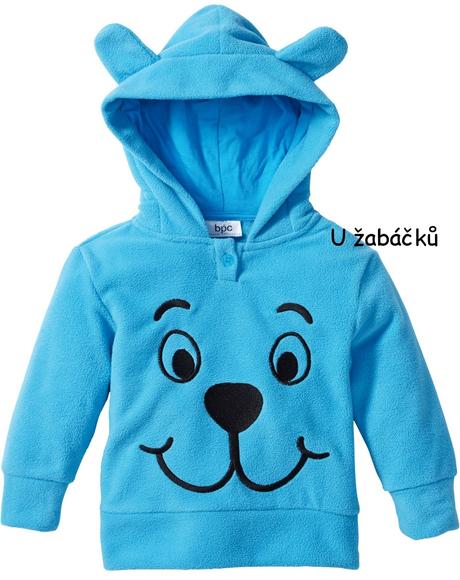 Tyrkysová medvídková mikina fleecová vel. 104/110, bonprix,104 / 110
