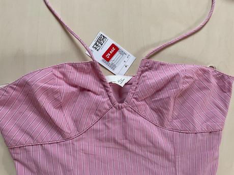 Nový růžový crop top, vel s, pc 619, hm, h&m,s