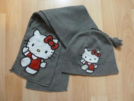 Komplet čepice & šála hello kitty h&m 1-3 roky, h&m,86