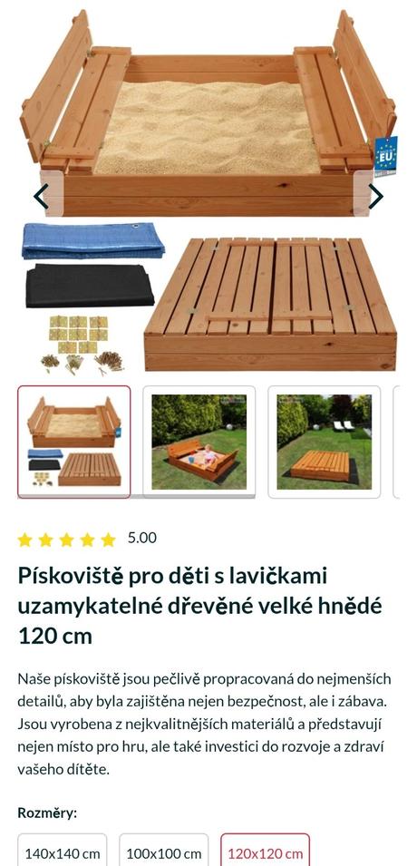 Prodám pískoviště 120x120,