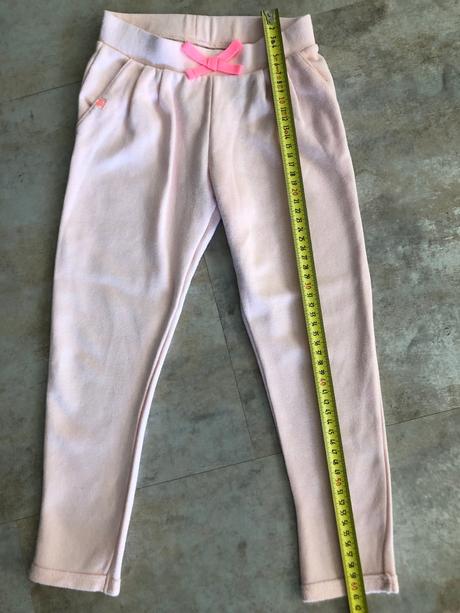 Růžové tepláčky hm srdce mašle kapsy 3-4roky 104cm, h&m,104