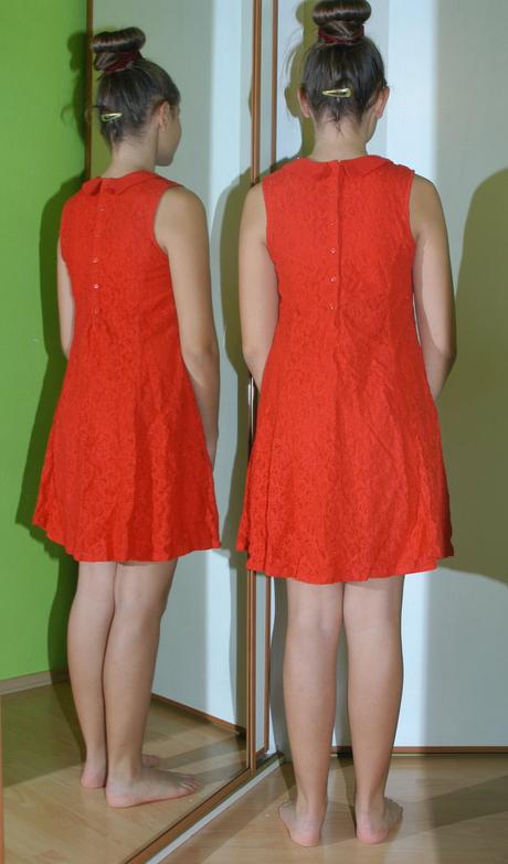 Slavnostní sváteční společenské dívčí červené šaty, george,158